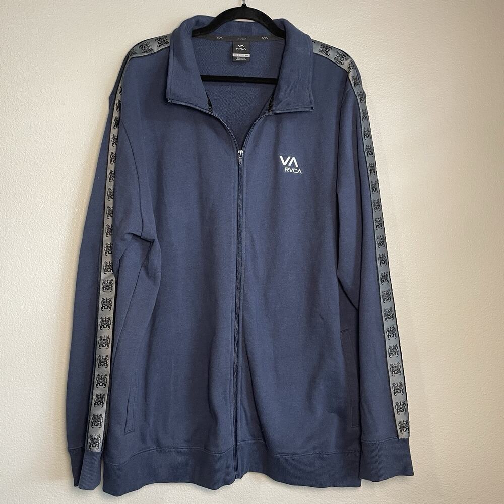 RVCA Size XXL Sport Nore Fleece Jacket Men's Athletic Full Zip Navy Blue NWT